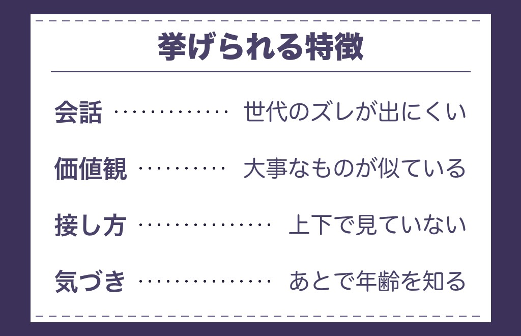 年齢差のある関係として挙げられる特徴